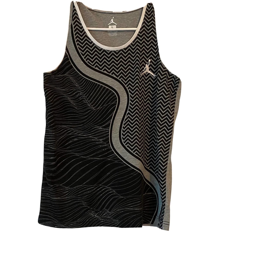 Youth Nike Air Jordan Jumpan Patter Tank Black And Gray Sz Large